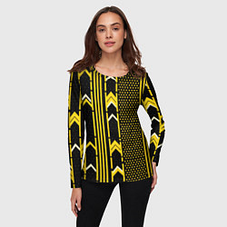 Лонгслив женский Жёлтые обои на чёрном фоне, цвет: 3D-принт — фото 2