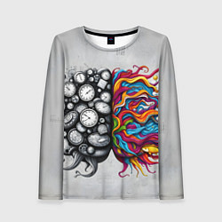 Лонгслив женский Полушария мозга, цвет: 3D-принт