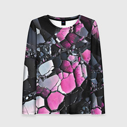 Женский лонгслив Чёрно-розовый камень