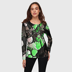 Лонгслив женский Чёрно-зелёный камень, цвет: 3D-принт — фото 2