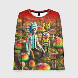 Женский лонгслив Рик и Морти заблудились в мухоморном поле