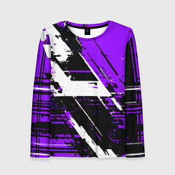 Лонгслив женский Diagonal black and white stripes on a purple backg, цвет: 3D-принт