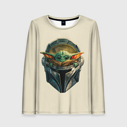 Женский лонгслив Малыш Грогу внутри шлема Мандалорец