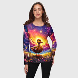 Лонгслив женский Космическая уточка, цвет: 3D-принт — фото 2