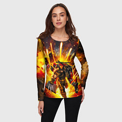 Лонгслив женский Дэдпул и Росомаха при взрыве, цвет: 3D-принт — фото 2