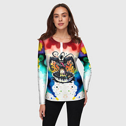 Лонгслив женский Веном присмотрелся к Морти - ядовитая слизь, цвет: 3D-принт — фото 2