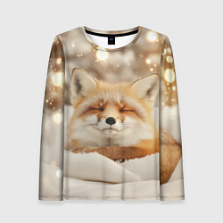 Лонгслив женский Сонная лисица зимой, цвет: 3D-принт
