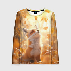 Лонгслив женский Рыжая лисица в осеннем лесу, цвет: 3D-принт