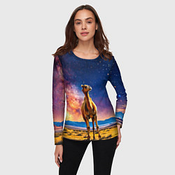 Лонгслив женский Верблюд и звездное небо, цвет: 3D-принт — фото 2