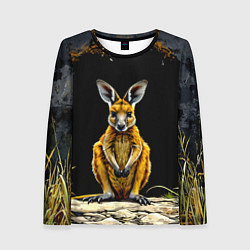 Женский лонгслив Кенгуру на черном