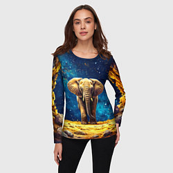 Лонгслив женский Слон и космическое небо, цвет: 3D-принт — фото 2
