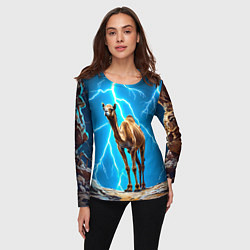 Лонгслив женский Верблюд и удар молнии, цвет: 3D-принт — фото 2