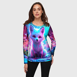 Лонгслив женский Песец в неоновом свете, цвет: 3D-принт — фото 2