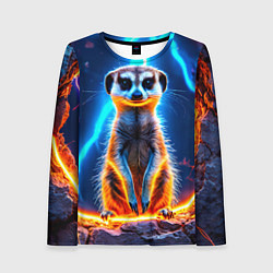 Женский лонгслив Сурикат и удар молнии