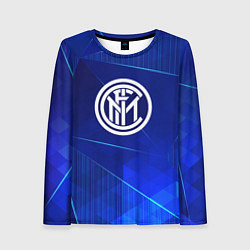 Лонгслив женский Inter blue poly, цвет: 3D-принт