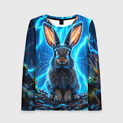 Женский лонгслив Заяц в разрядах молний