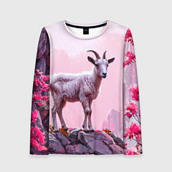 Женский лонгслив Козлик в розовом свете
