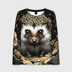 Женский лонгслив Ёжик на черном