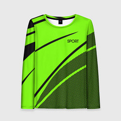 Лонгслив женский Sport ярко-зелёный с чёрным точечный, цвет: 3D-принт