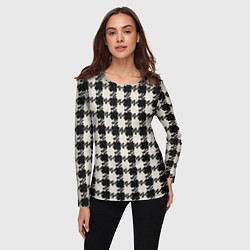 Лонгслив женский Черно белая гусиная лапка, цвет: 3D-принт — фото 2