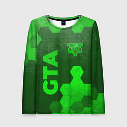 Лонгслив женский GTA - green gradient вертикально, цвет: 3D-принт