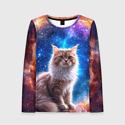 Лонгслив женский Ангорская кошка в космосе, цвет: 3D-принт