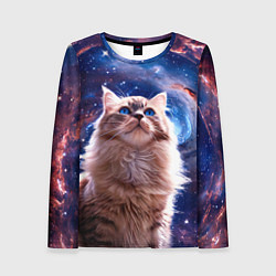 Лонгслив женский Невская маскарадная кошка в космосе, цвет: 3D-принт