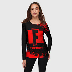 Лонгслив женский Fortnite - red gradient, цвет: 3D-принт — фото 2
