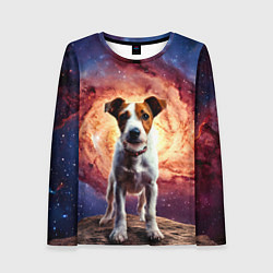 Лонгслив женский Фокстерьер в космосе, цвет: 3D-принт