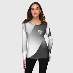 Лонгслив женский Герб России серый градиент, цвет: 3D-принт — фото 2
