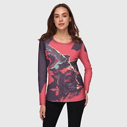 Лонгслив женский Орущая акула, цвет: 3D-принт — фото 2