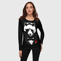 Лонгслив женский Панда в черном костюме, цвет: 3D-принт — фото 2