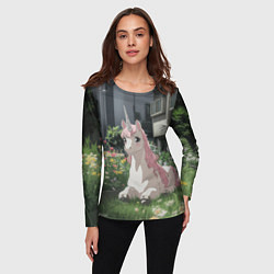 Лонгслив женский Единорог в городе, цвет: 3D-принт — фото 2