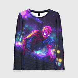 Лонгслив женский Человек-паук неоновый свет, цвет: 3D-принт