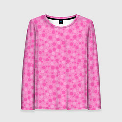 Женский лонгслив Малиново розовые пузыри и горохи