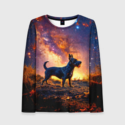 Женский лонгслив Скотч-терьер в космосе