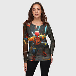 Лонгслив женский Человек паук бежит, цвет: 3D-принт — фото 2