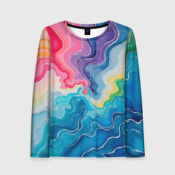 Лонгслив женский Абстрактные волны в мраморном стиле, цвет: 3D-принт