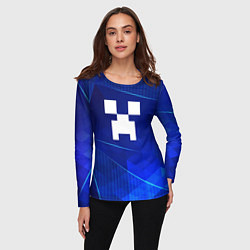 Лонгслив женский Minecraft blue poly, цвет: 3D-принт — фото 2