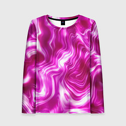 Лонгслив женский Завихрения - оттенки розового и белого, цвет: 3D-принт