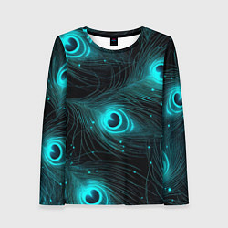 Женский лонгслив Светящиеся перья павлина паттерн