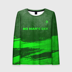 Женский лонгслив No Mans Sky - green gradient посередине