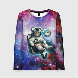 Женский лонгслив Brave cat in space - ai art