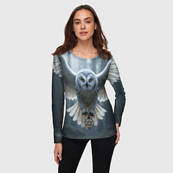 Лонгслив женский Белая сова в лесу, цвет: 3D-принт — фото 2