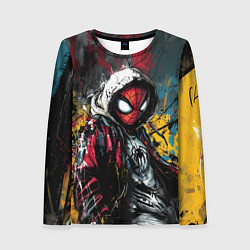 Женский лонгслив Человек-паук абстракция из красок