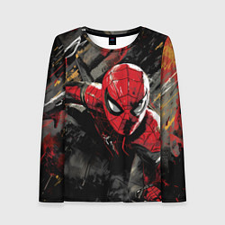 Лонгслив женский Человек-паук и красная краска, цвет: 3D-принт