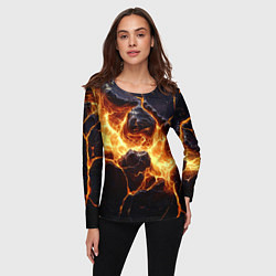 Лонгслив женский Золотая лава текстура, цвет: 3D-принт — фото 2