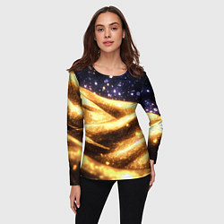 Лонгслив женский Золотая текстура и синее небо, цвет: 3D-принт — фото 2