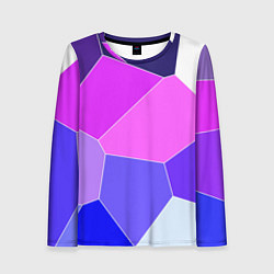 Лонгслив женский Сине-розовый крупные фрагменты, цвет: 3D-принт