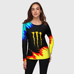Лонгслив женский Monster energy огненные краски, цвет: 3D-принт — фото 2